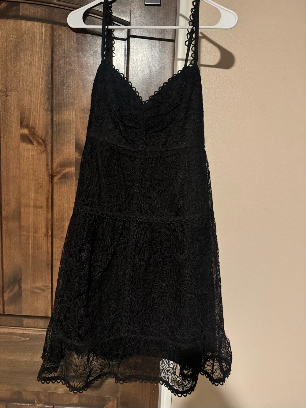 Black Lace Spaghetti-Strap Women's Dress